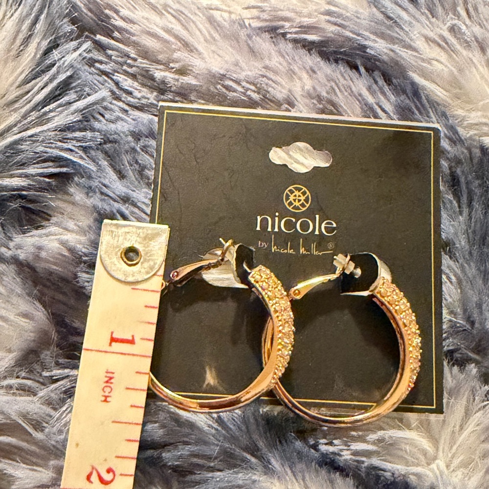 Nicole Sparkling Gold Hoop Earrings - Picture 11 of 11